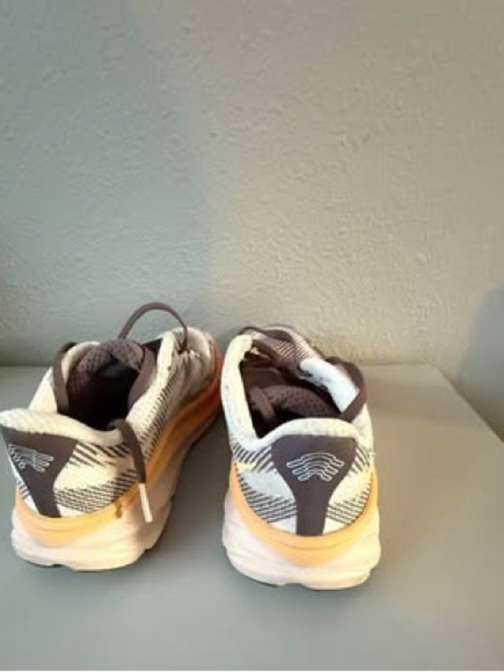 Hoka One One Clifton 9 Gtx Running Shoes in White, Brown & Coral - Picture 4 of 5